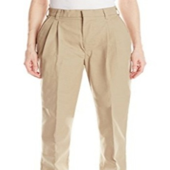 Red Kap Pants - Women's Pleated Twill Slacks, Khaki, 10x30